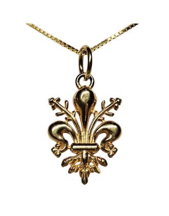 Gold Plated Silver Florentine Lily Double Sided Pendant
