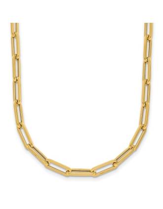 Italian Solid 14K Yellow Gold Polished 4mm Paperclip Necklace