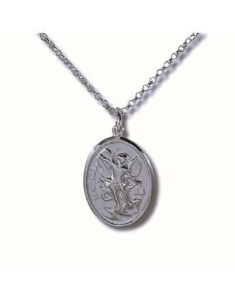 St. Michael & Guardian Angel Medal Sterling Silver Made in Italy
