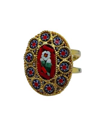 Italian Floral Micro Mosaic Vintage Ring