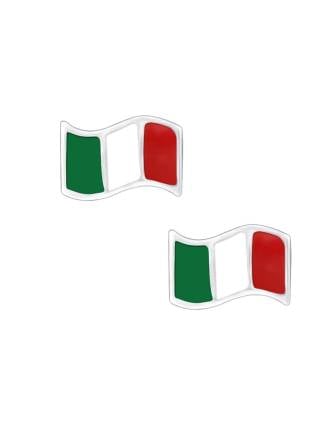 Tiny Silver Enamel Italy Flag Stud Earrings