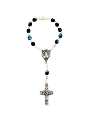 Auto Rosary Beads Black Single Decade Pope Francis