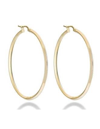 Classic Hoop Earrings Gold Over Silver 50 mm