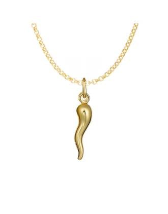 Grande Gold Italian Horn Necklace Sterling Silver