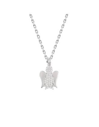 Guardian Angel Sterling Silver CZ Pendant