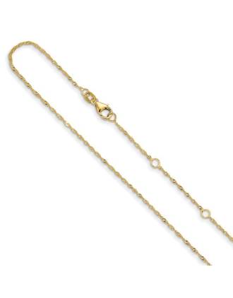 Italian 10K Yellow Gold Singapore Adjustable Chain Necklace