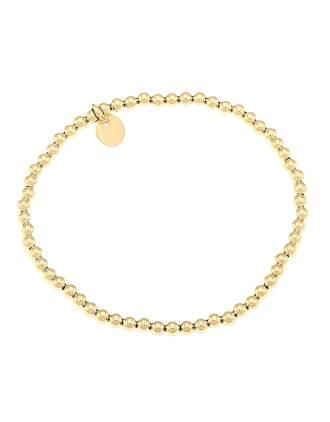 Italian 3mm Gold Over Sterling Silver Beaded Stretch Bracelet