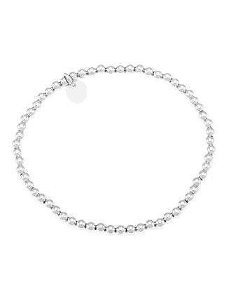Italian 3mm Sterling Silver Beaded Stretch Bracelet