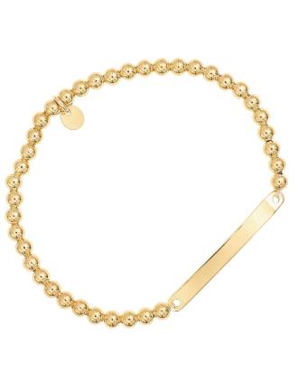 Italian 4mm Gold Over Sterling Silver Beaded Stretch Bar Bracelet