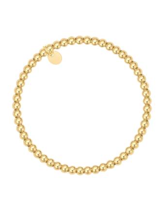 Italian 4mm Gold Over Sterling Silver Beaded Stretch Bracelet