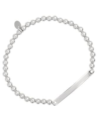 Italian 4mm Sterling Silver Beaded Stretch Bar Bracelet