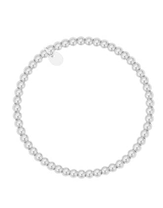 Italian 5mm Sterling Silver Beaded Stretch Bracelet