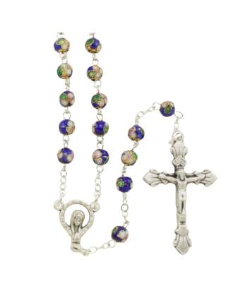Handcrafted Italian Blue Cloisonné Rosary Beads