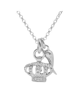 Italian Epiphany Crown and Horn Charm Necklace Sterling Silver