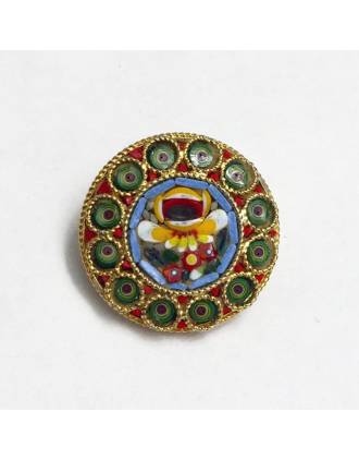 Vintage Italian Micro Mosaic Round Floral Brooch