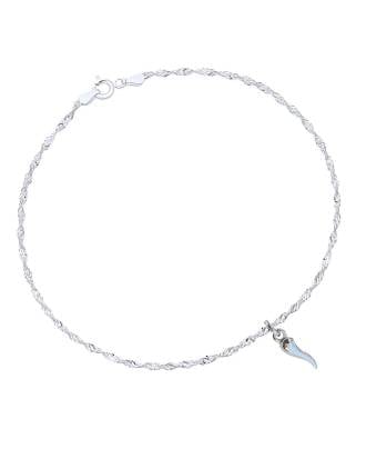 Italian Horn Singapore Chain Anklet Ankle Bracelet Sterling Silver