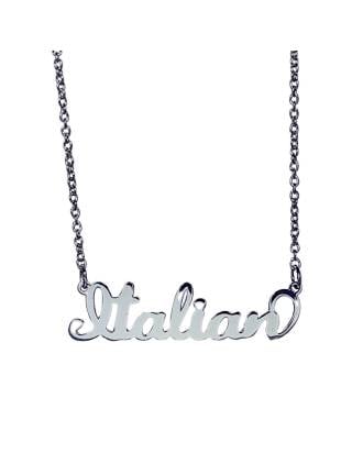 Italian Necklace Script Nameplate Sterling Silver