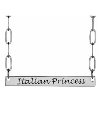 Sterling Silver Italian Princess Bar Necklace