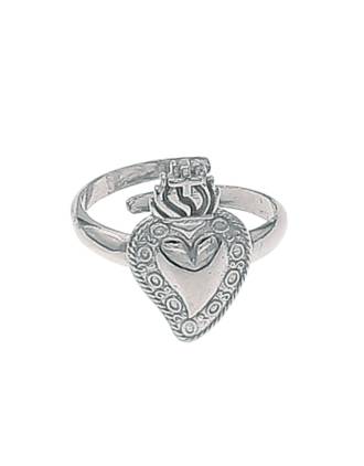 Italian Sacred Heart Ring Sterling Silver