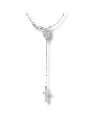 Italian Sterling Silver Ave Maria Rosary Bead Necklace