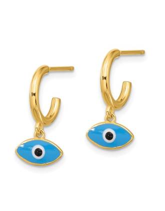 Malocchio Enamel Evil Eye Hoop Italian Earrings Gold Over Silver