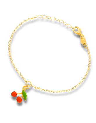 Maraschino Cherry Charm Bracelet Gold Over Silver
