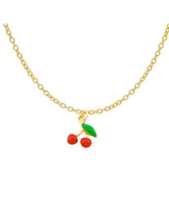 Maraschino Cherry Necklace Gold Over Silver