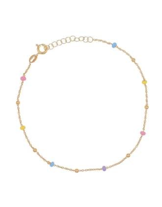 Multicolor Enamel Beaded Gold Anklet