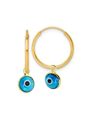 Murano Glass Evil Eye Endless Hoop Earrings Gold Over Silver