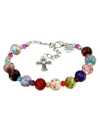Multi-Color Murano Glass Beads Rosary Bracelet
