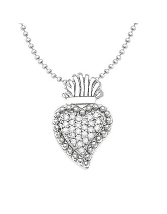 Pavé CZ Sacred Heart Pendant