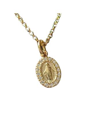 Petite Miraculous Medal Necklace with CZ Halo