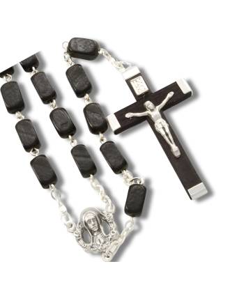 Black Rosary Rectangular Wooden Beads