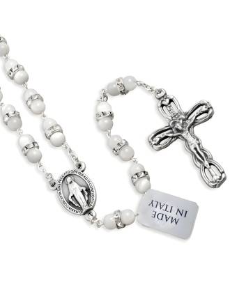CZ Rosary Beads Mother of Pearl Miraculous Medal