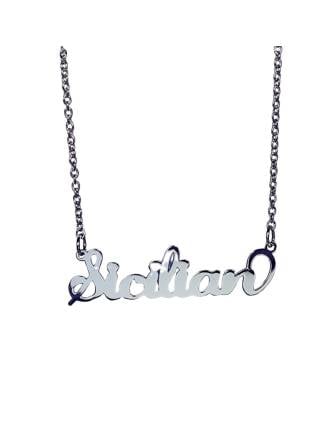 Sicilian Necklace Script Nameplate Sterling Silver