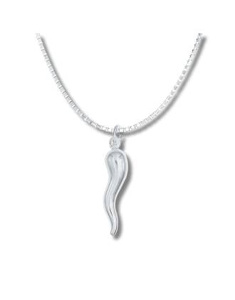Siracusa Cornicello Italian Horn Necklace Sterling Silver