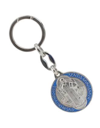 St Benedict Medal Enamel Keychain Made in Italy