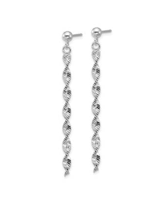 Sterling Silver Diamond Cut Twisted Chain Dangle Earrings
