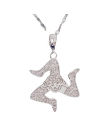 Sicilian Trinacria Pendant Sterling Silver and CZ