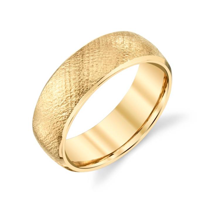 Classic Florentine Finish 14K Yellow Gold Wedding Band | Timeless