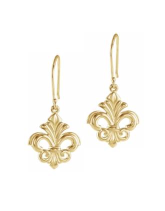 14k Yellow Gold Florentine Lily Dangle Earrings