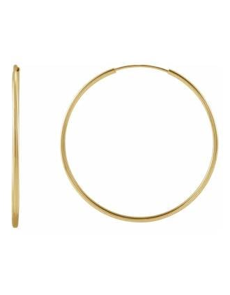 14K Yellow Gold Flexible Endless Hoop Earrings 30mm