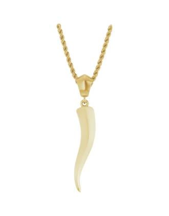 Men's 14K Yellow Gold Italian Horn Necklace