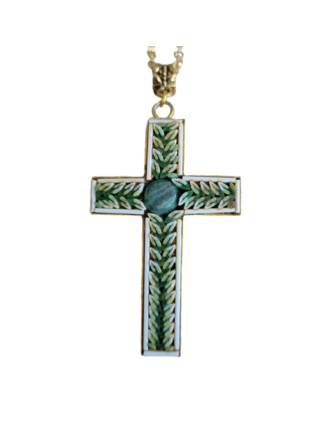 Vintage Italian Micro Mosaic Large Cross Necklace