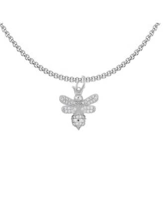 Barberini Italian CZ Honey Bee Charm Necklace Sterling Silver