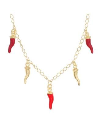 Cinque Cornicello Red & Gold Italian Horn Necklace