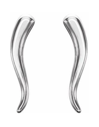 Cornicello 14K White Gold Horn Earrings