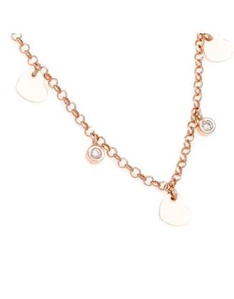 CZ Rose Gold Heart Chain Necklace