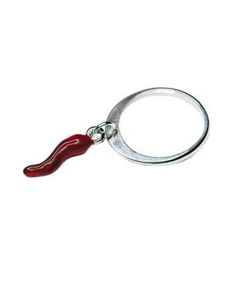 Sterling Silver Red Enamel Italian Horn Cornicello Charm Ring