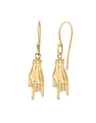 Gold Mano Cornuto Italian Hand Earrings